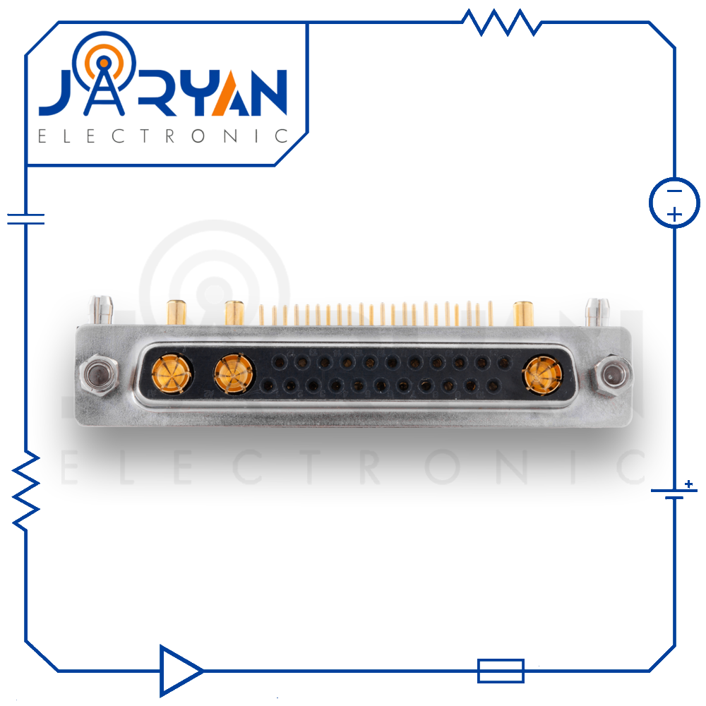 25W3PCB mount FemaleRight Angle (1) کانکتور 25W3 مادگی سوزنی 90درجه