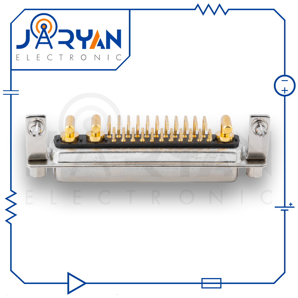 25W3PCB mount FemaleRight Angle (2) کانکتور 25W3 مادگی سوزنی 90درجه