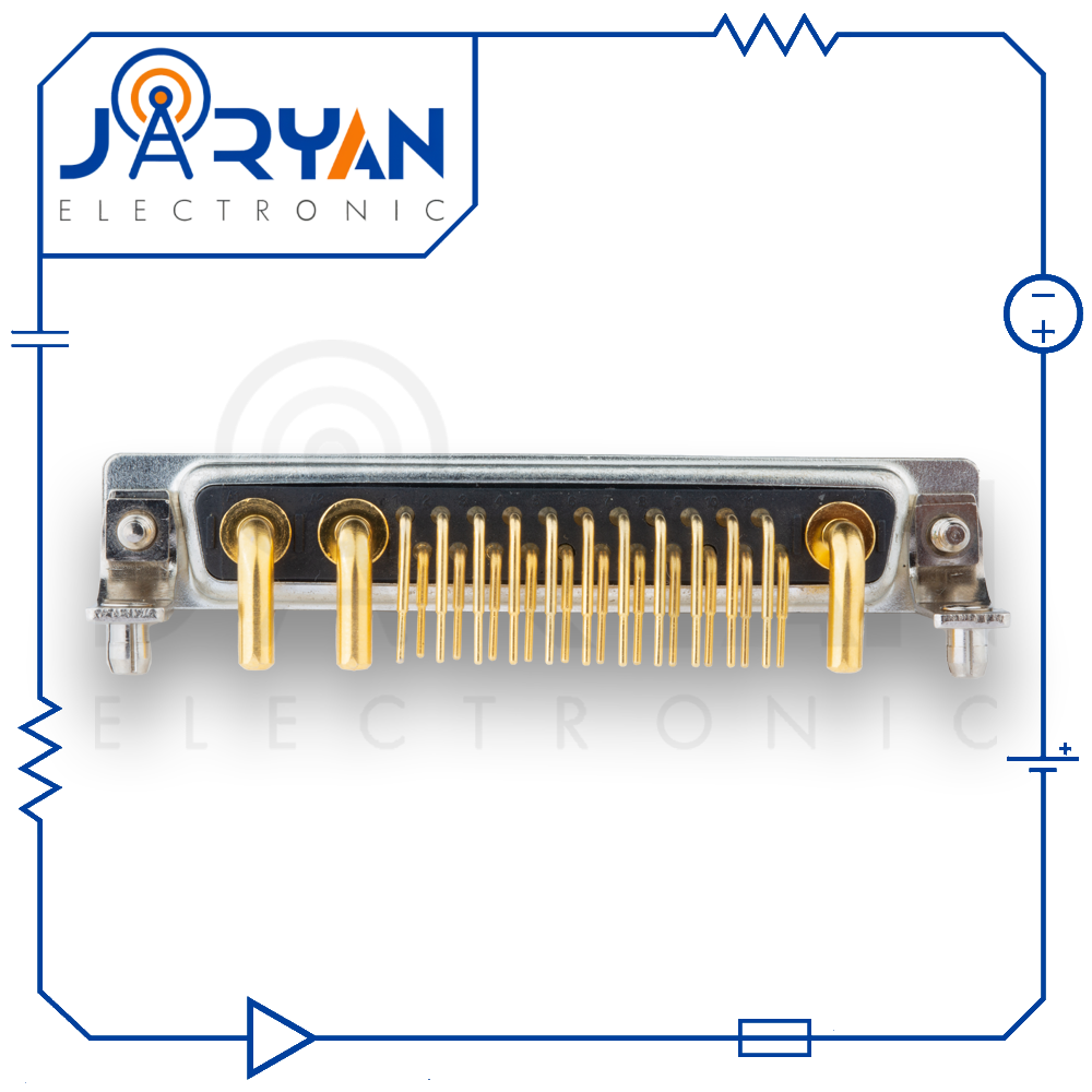 25W3PCB mount FemaleRight Angle (3) کانکتور 25W3 مادگی سوزنی 90درجه