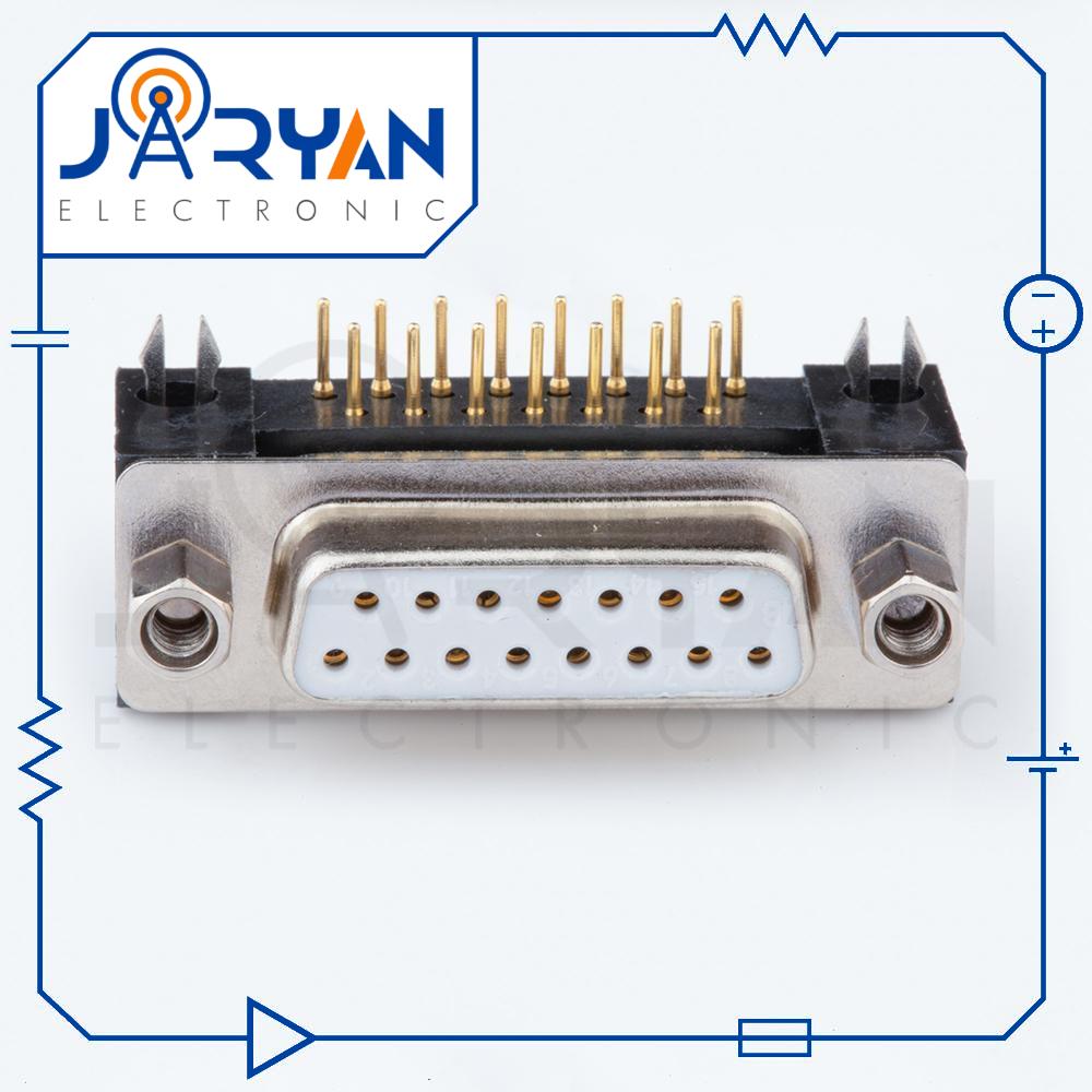DB 15 PCB mount FemaleRight Angle (1) کانکتور 15 پین مادگی سوزنی 90درجه
