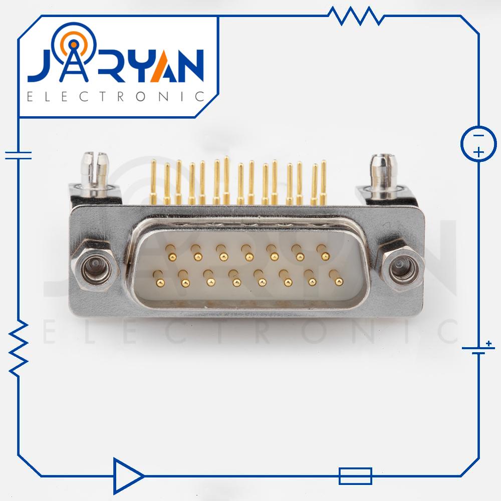 DB 15 PCB mount MaleRight Angle (1) کانکتور 15 پین نری سوزنی 90درجه