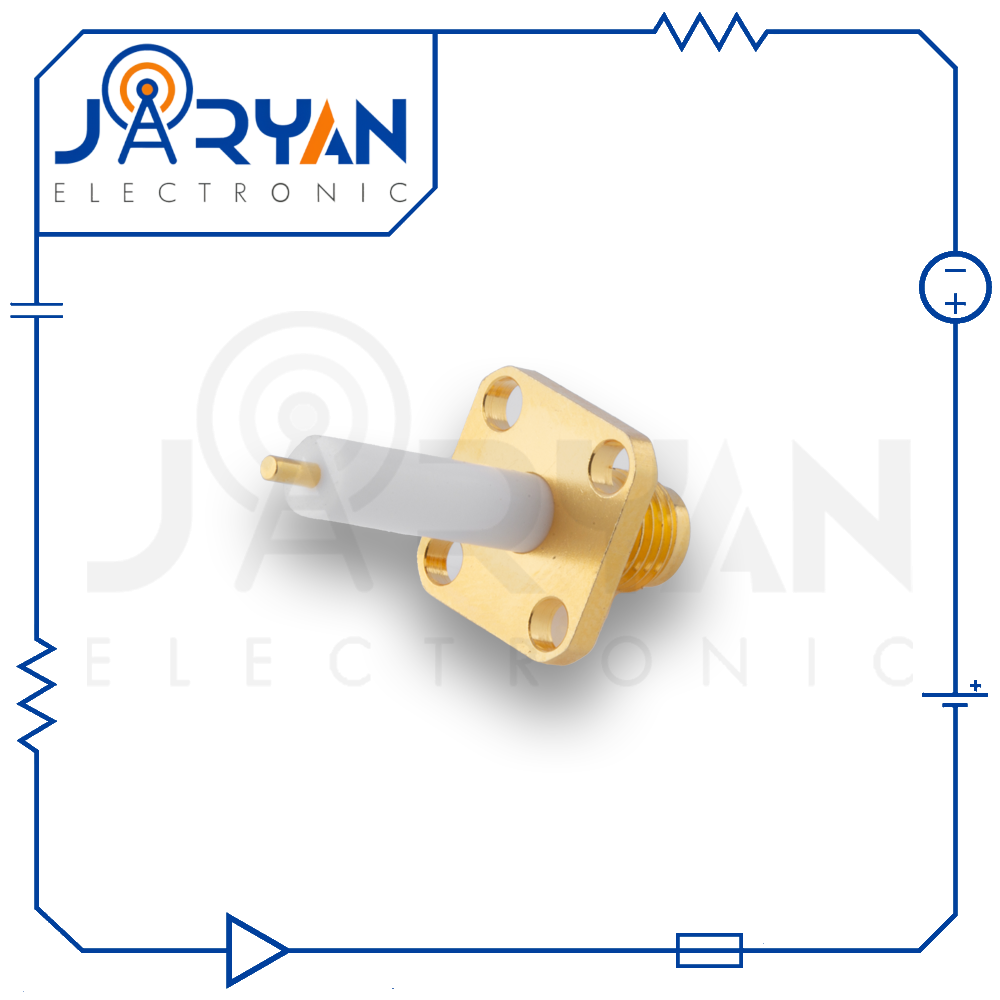 sma female, straight, 4 hole flange, 15mm extended teflon (3) کانکتور SMA مادگی روپنلی 4 سوراخ تفلون 15میلی متر